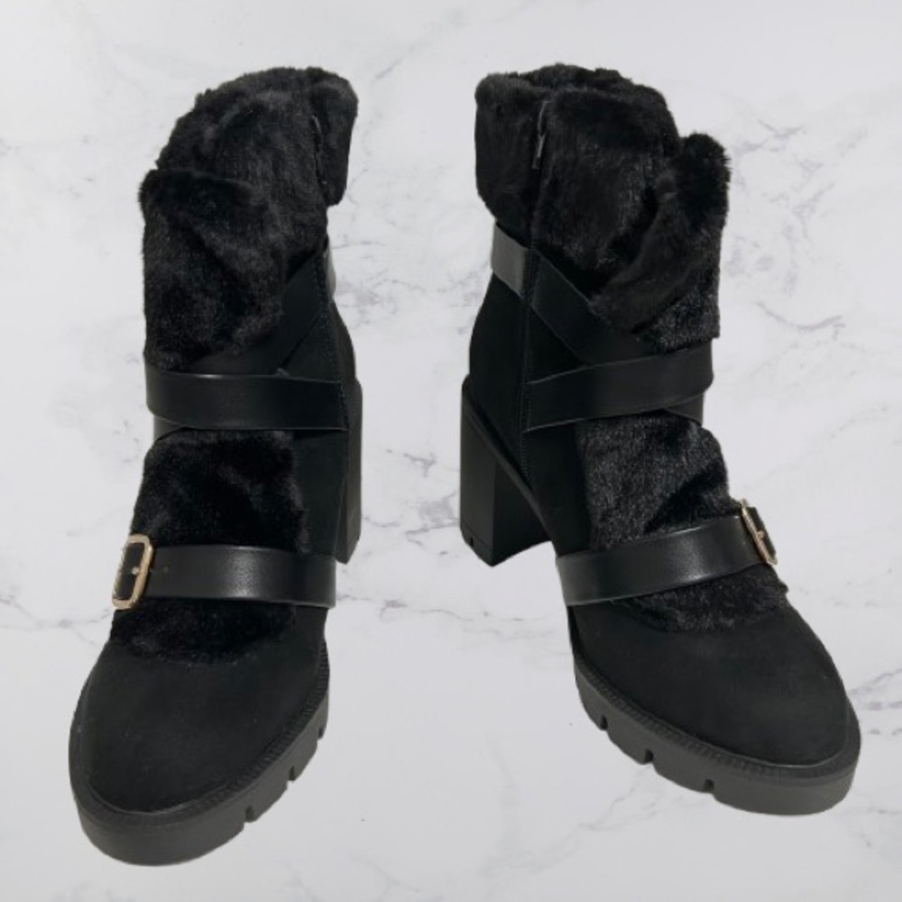 INC International Concepts Women’s Bernie Buckled Bootie Black 10M